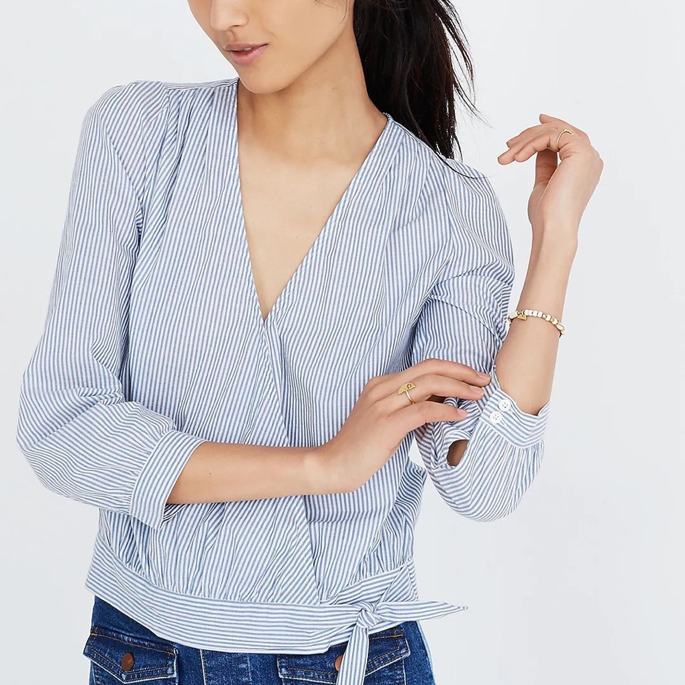 EUC Madewell Wrap Top in Albury Stripe - S